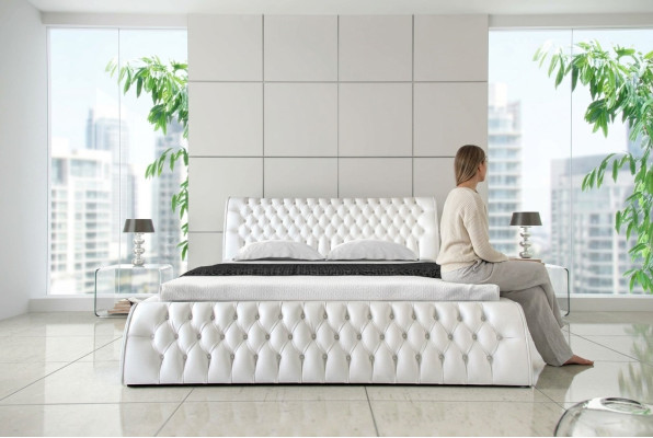 Chesterfield gultas apmales dizaina divvietīgie viesnīcas gultas 180x200 guļamistabā ādas.