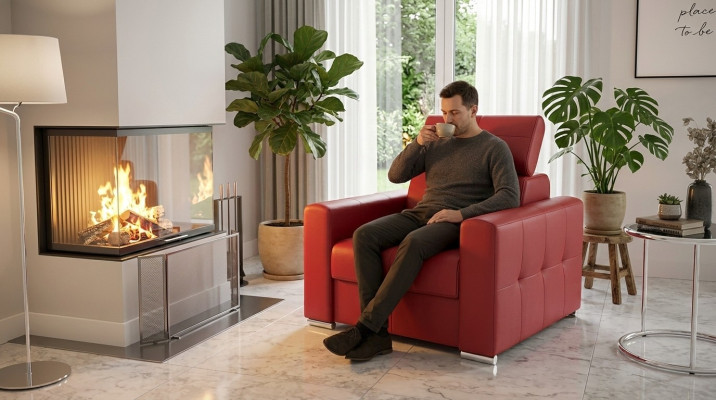 Krēsls Moderns atpūtas klubs Dzīvojamā Istaba Moderns Tekstils audums Sarkanā Kreatīvā Mēbele