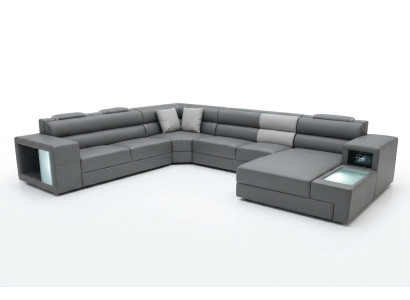 Dzīvojamās istabas dizains Moderns Ādas Griķi Jauna Sofa U-forma auduma dīvanuistungava