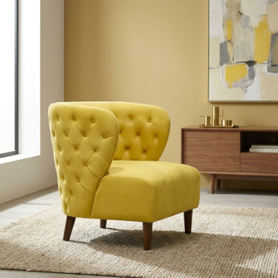 Dzeltenais Chesterfield krēsls xl Tekstils audums Dīvāni Radoši mēbeles Dīvāni