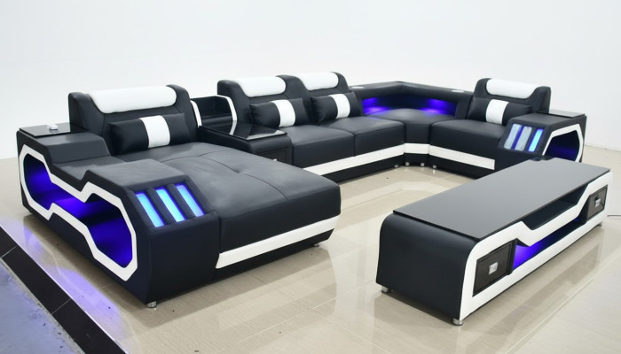 Dzīvojamās telpas dizains Moderns stūrala sofa U-formas sofa Dzīvojamās telpas jauni polsterēti sofa