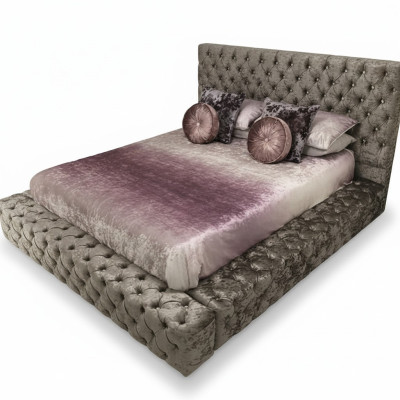 Chesterfield divguļamā gulta mēbeles 180x200 auduma iesaiņojumā Tekstile gultas dizains luksusa dizains ietvaru