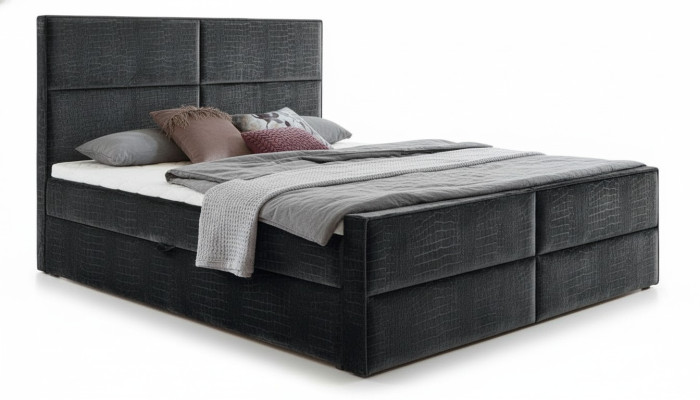 Boxspring gulta ādas gulta 200x200cm Viesnīcas divguļamais gulta Luksusa gultas Modernas Jaunas