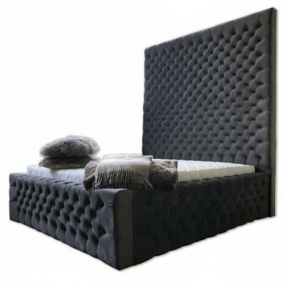 Dizainera modernā Chesterfield gulta modernā luksusa stilā ar augstu galvu.