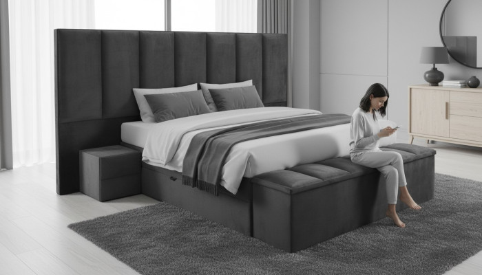 Boxspring viesnīcas matracis guļamistaba tekstils dizains gulta divguļamā gulta