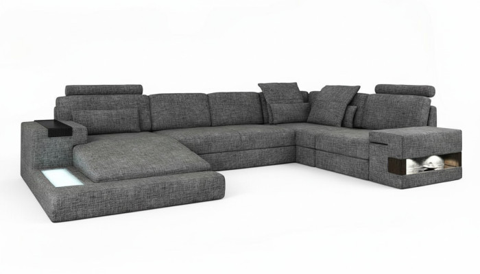 Ecksofa U-Form Dizaina Mūsdienīga Sofa Couchen Tekstila Dīvāns Dzīvojamās Istabas Apgaismojums Jauns