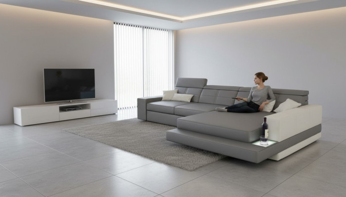 XXL Dīvāns stūra dīvāns ādas dzīvojamo telpu sofa Modernās dizaina L-formas dīvāns