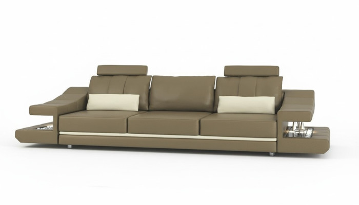 Mūsdienīgais dizaina luksus dīvāns 3 vietas mēbeles audums āda brūns liels dīvāns sofa