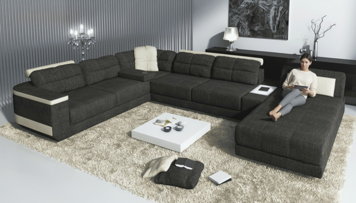 Dizainera U-formas stūra dīvāns XXL dzīvojamais lelde Sofa Couch polster Sofa stūris jaunais