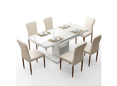 Galdi Luxus galdi Mūsdienīgi ēdamistabas mēbeles Ēdamgaldi Koks Kokgaldi Brūns Balts