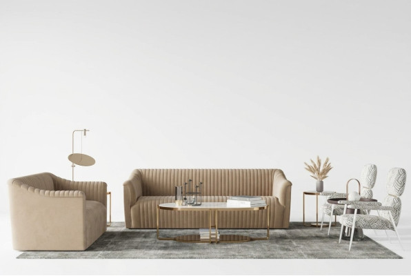 Sofas komplekts 3+1 sēdvietas dzīvojamās telpas relaksējošais samta dizaina dīvāns jauns