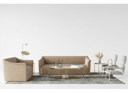 Sofas komplekts 3+1 sēdvietas dzīvojamās telpas relaksējošais samta dizaina dīvāns jauns