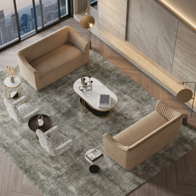 Sofas komplektā 2+2 mīksti ergonomiski mēbelu komplekti ar dizainu, kur var labi atpūsties.