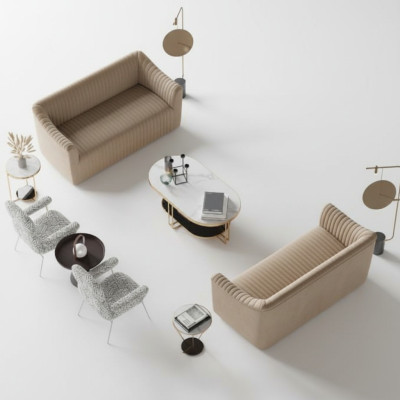 Sofas komplektā 2+2 mīksti ergonomiski mēbelu komplekti ar dizainu, kur var labi atpūsties.