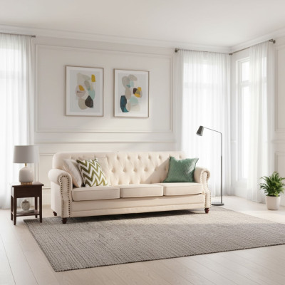 Sofasēžu komplekts 3+1-sēdvietīgs auduma dīvāns Chesterfield grupā mēbeles dīvāns