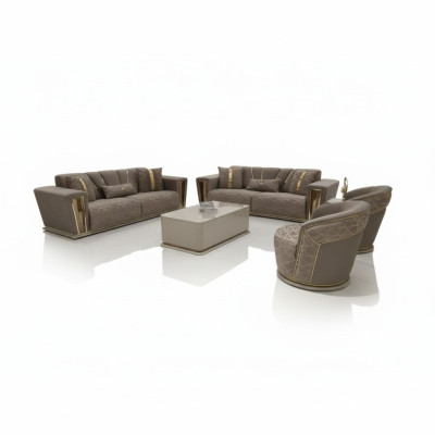 Sofa komplekts 3+3+1+1 sēdvieta + galdiņš + mūsdiena textil Wohnwand Komplett Neu
