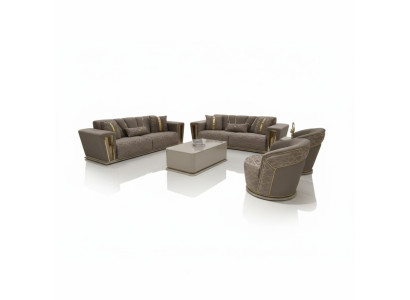 Sofa komplekts 3+3+1+1 sēdvieta + galdiņš + mūsdiena textil Wohnwand Komplett Neu