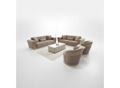 Sofas komplekts Moderns 3+3+1+1 vietas+Galds Tekstils Dīvāns Koks