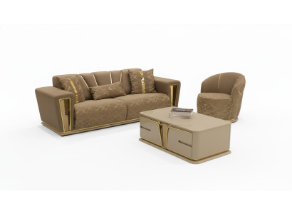 Sofa komplektā 3+1+1 vietu auduma koka sofa 3 vietas Moderno krēslu komplekts