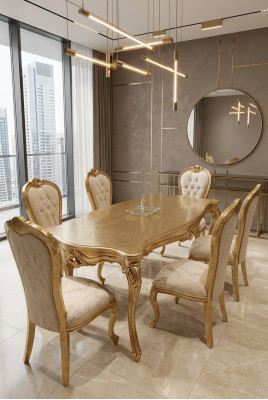 6 krēsli komplektā komplektā Art déco stilā Dizains Chesterfield krēsli Tekstils Jauns