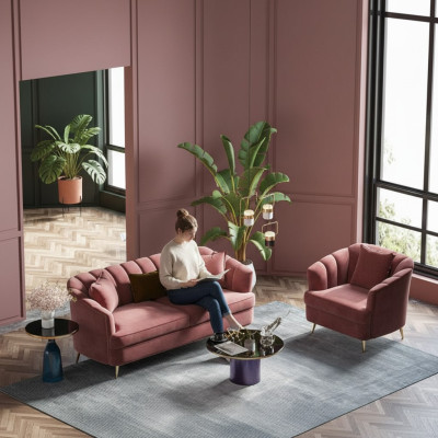 Sofas - gultas komplekts 3+1 vietas dizaina dīvāns Lounge dīvāns Stūra dīvāns Samta mēbeles