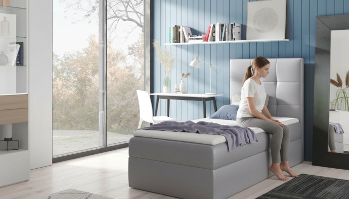 Jauniešu gulta Guļamistabas dizains Viesnīca Moderna gulta Ar plauktiņu Boxspring gulta 90 cm