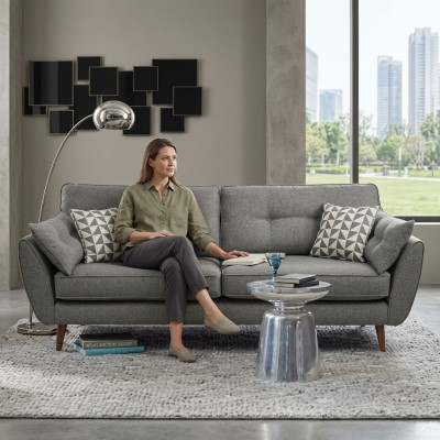 Polstermēbelis Sofa 2-vietīgs Tekstils Sēdeklis Dizains Dīvāns Sofas Audums Pelēks 226 cm Jauns
