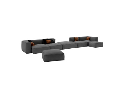 XXL luksusa dīvāns ar auduma pārklājumu dzīvo telpu dizainam 590 cm.