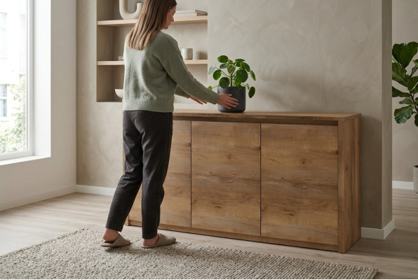 Moderns koka komodinējs skapītis Komodes dzīvojamās istabas skapis 130 cm XL zemais galds