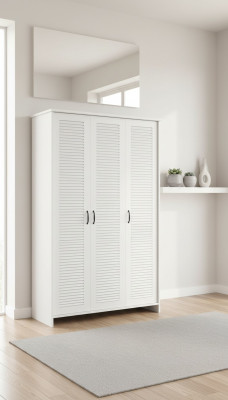 Skapis ar Art déco stilu, balti koka mājraža mēbeles guļamistabas skapis.