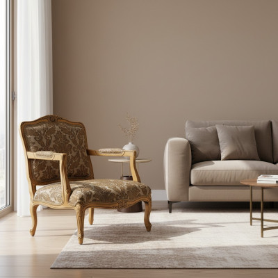 Klasiskā mēbeļu luksusa vienvietīgā sofa Jaunā krēsla dīvāni Klasiskā tekstils