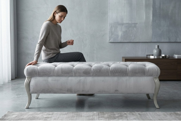 Chesterfield dizaina otomans Ovals Pufa pēdu atbalsts Mēbeļu pufa istabas pufa.