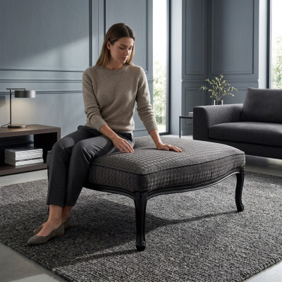 Tekstilu pufsis pufsis polsteris kājēns pufsis blusas otomāne šeit loung čoļ Farbwahl