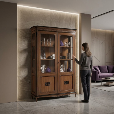 Mēbelu īsts koks Sideboard Dizainera luksusa koka vitrīna Itālijas