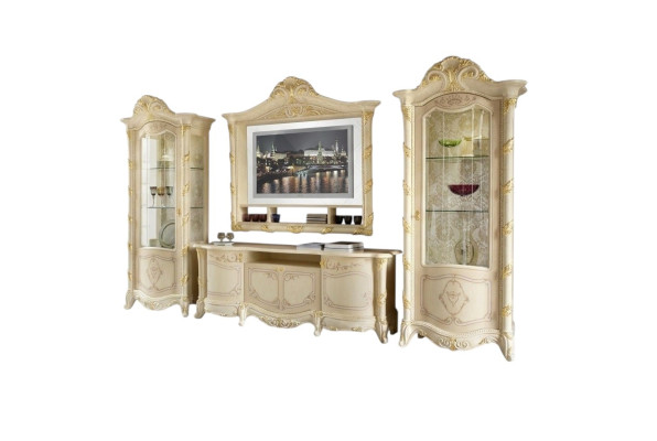 TV rāmja zems galds Side RTV dzīvojamā istaba Sideboard 2x Vitrine 4 gab. komplekts Itālijā