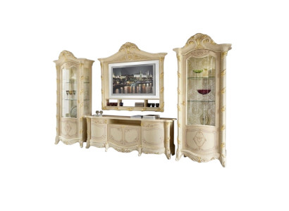 TV rāmja zems galds Side RTV dzīvojamā istaba Sideboard 2x Vitrine 4 gab. komplekts Itālijā