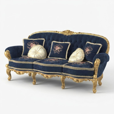 Chesterfield klasiskā 3-vietu dīvāns ar auduma pārklājumu - jauna mēbeļu sērija.