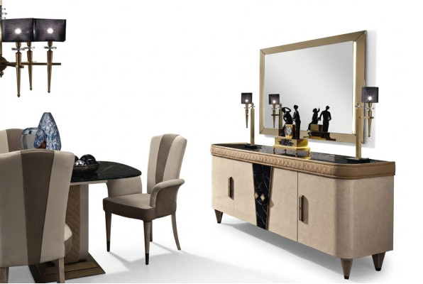 Mēbeles Komode Skapis Dizains Luksus Sideboard 2gab. Komoda ar spoguli Konsole