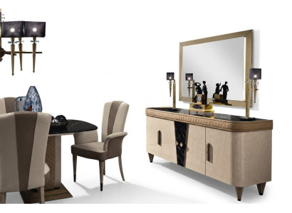 Mēbeles Komode Skapis Dizains Luksus Sideboard 2gab. Komoda ar spoguli Konsole