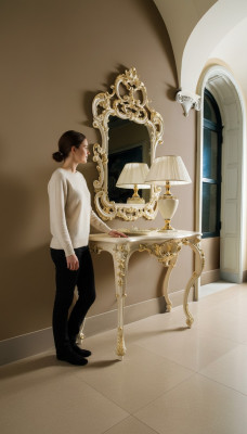 Konsolentārpe Spiegels Sideboard 2 gabalu komplekts Jauns koks Itāļu mēbeļu stils Baroks