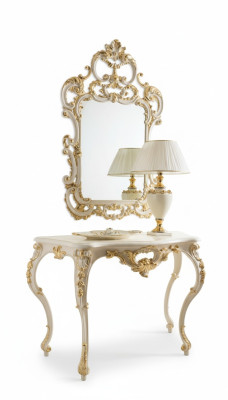 Konsolentārpe Spiegels Sideboard 2 gabalu komplekts Jauns koks Itāļu mēbeļu stils Baroks