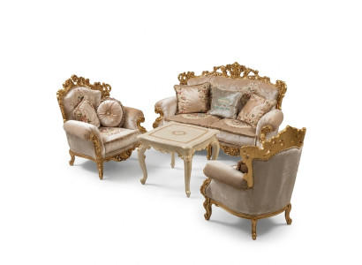 Sēdvietu komplekts 3+1+1 Sēdvietas  Ar želtdarbiem Dīvāns Polster Couch Tekstil Wohngarnitur Relax Jauni