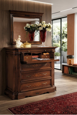 Sideboard galdiņš koksnes komoda ar 4 šūpaļiem plauktiem-skapīts skapīš šafrāns jauns