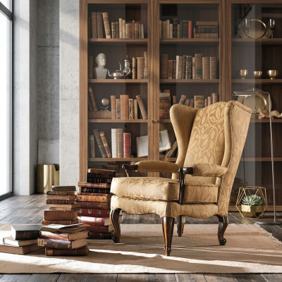 Krēsla Bibliotēka Lasīt Krēsls Austiņu krēsls Sofa Polster Itāļu mēbeles Luksuss