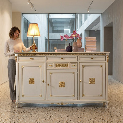 Sideboard balts galds komoda ar kāpnēm koka ar zelta detaļām komoda jauna
