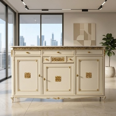 Sideboard balts galds komoda ar kāpnēm koka ar zelta detaļām komoda jauna
