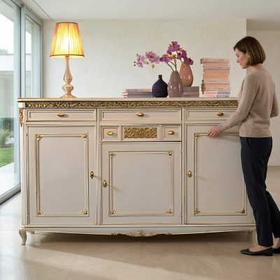 Komoda Skaļums Sideboard Sideboards Masīvs koks Skapis Mēbeles Komodas Balts