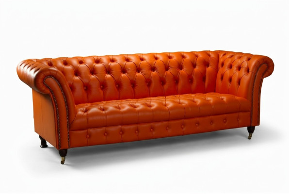 Dizainera dīvāns 3 vietu Chesterfield stīgu dīvāns Polster Sofas dizaina oranža.