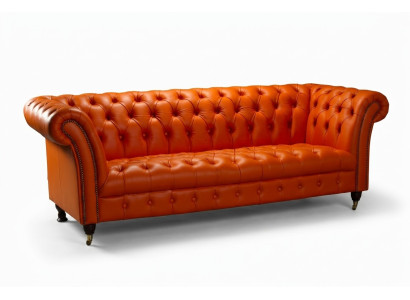 Dizainera dīvāns 3 vietu Chesterfield stīgu dīvāns Polster Sofas dizaina oranža.