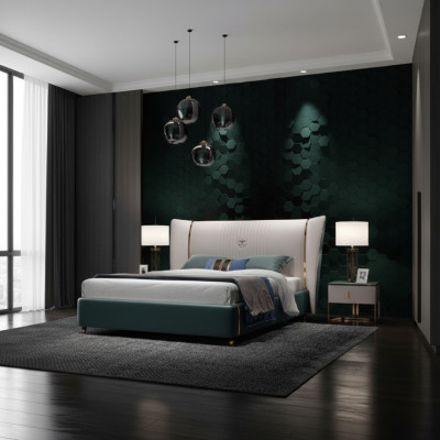 Luxusa guļamistaba divguļamā gulta gulta 180/200x200 cm ādas metāls jauns